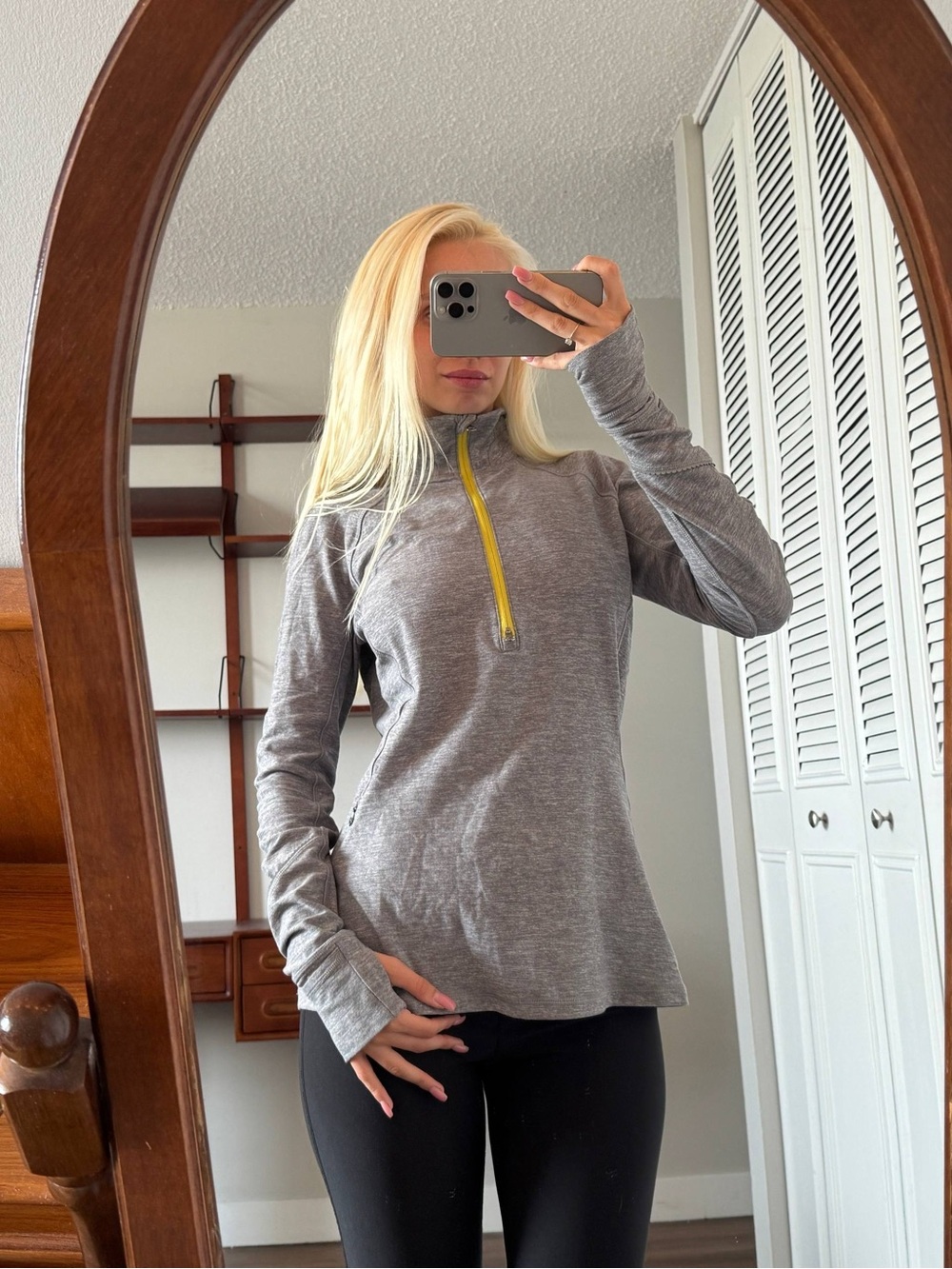 lululemon athletica Gray Quarter-Zip Pullover with Yellow Zipper